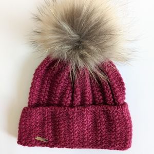 Chunky Knit 95% Cashmere 5% Merino Wool Hat with Raccoon Pom super soft …